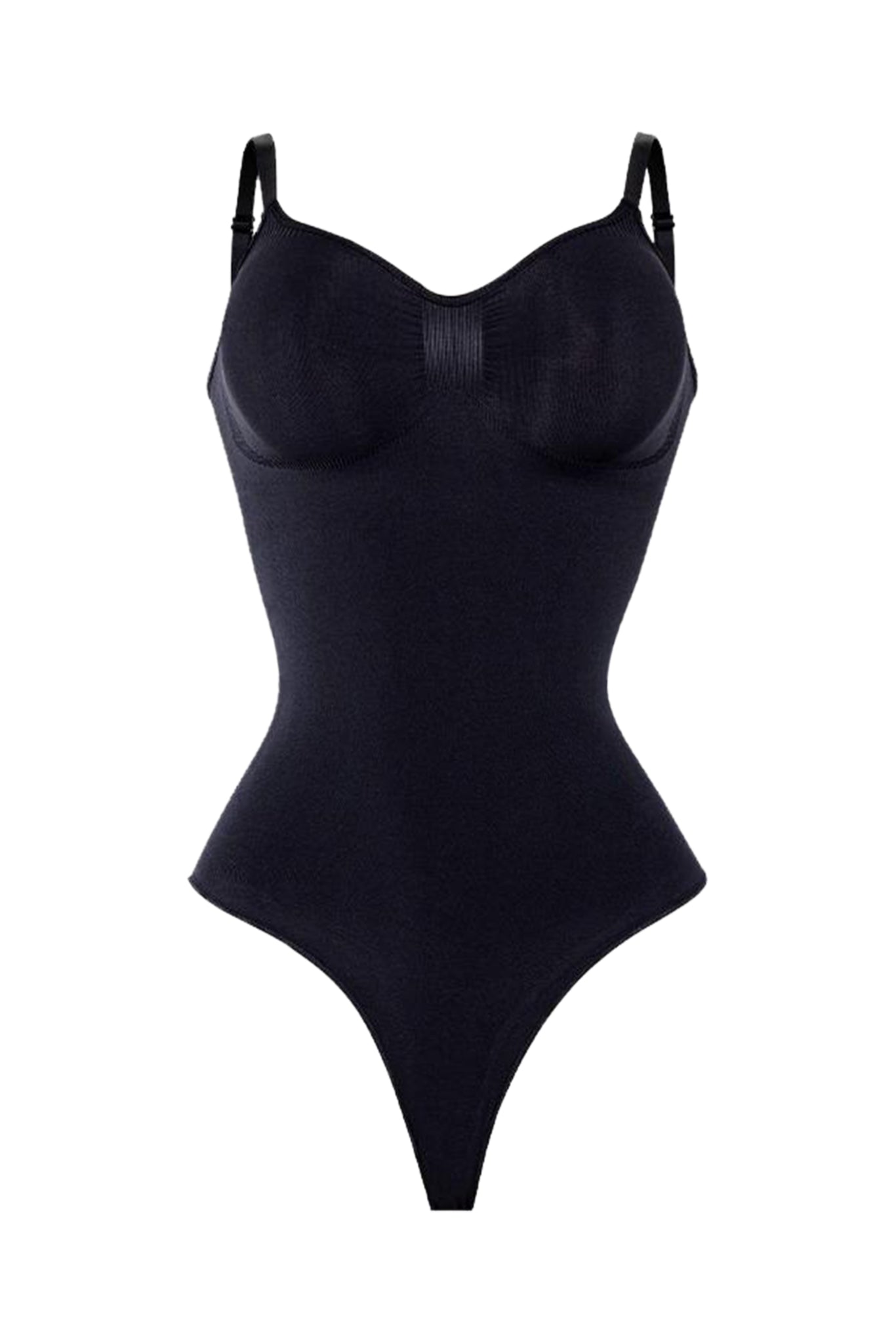 One Shoulder Shaping Thong Bodysuit - Outlast® Seamless - Black